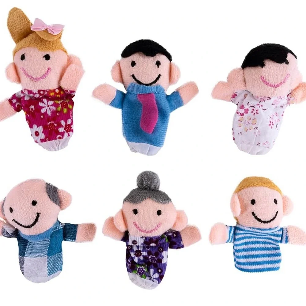 Finger Puppets - Mini Grandparents, Mom & Dad, Brother & Sister - 6 Piece - NWT